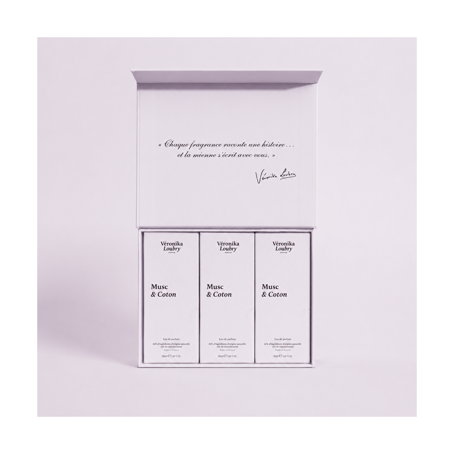 Coffret Trio 3 x 50ml – 3 parfum Musc & Coton | Véronika Loubry Parfum