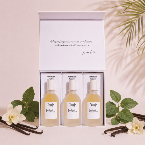 Coffret Trio 3 x 50ml – 3 parfum Patchouli & cachemire | Véronika Loubry Parfum