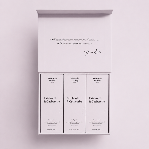 Coffret Trio 3 x 50ml – 3 parfum Patchouli & cachemire | Véronika Loubry Parfum