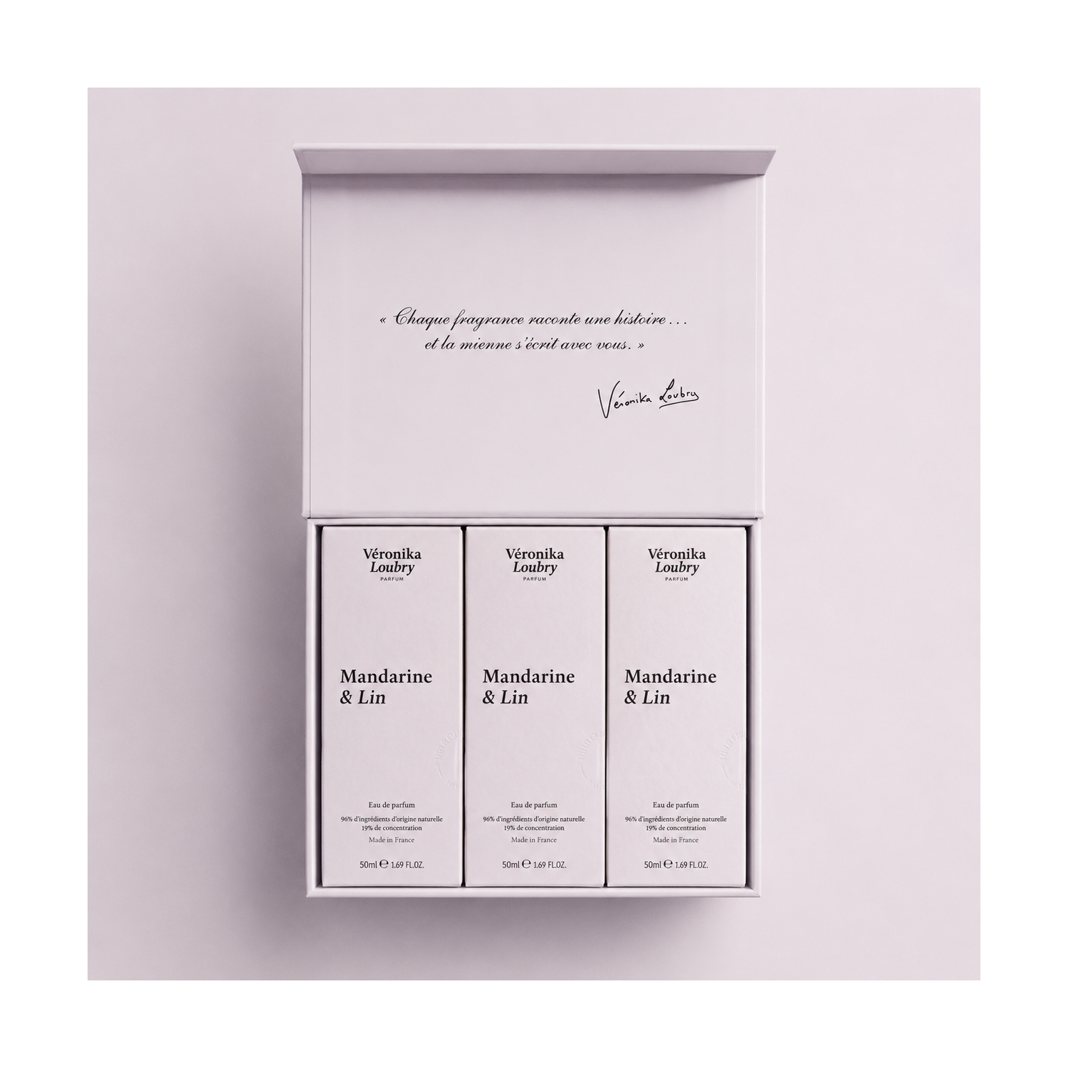 Coffret Trio 3 x 50ml – 3 parfum Mandarine & Lin | Véronika Loubry Parfum