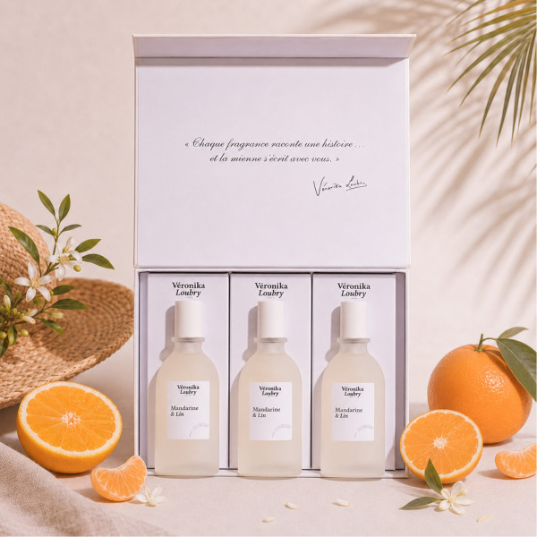 Coffret Trio 3 x 50ml – 3 parfum Mandarine & Lin | Véronika Loubry Parfum