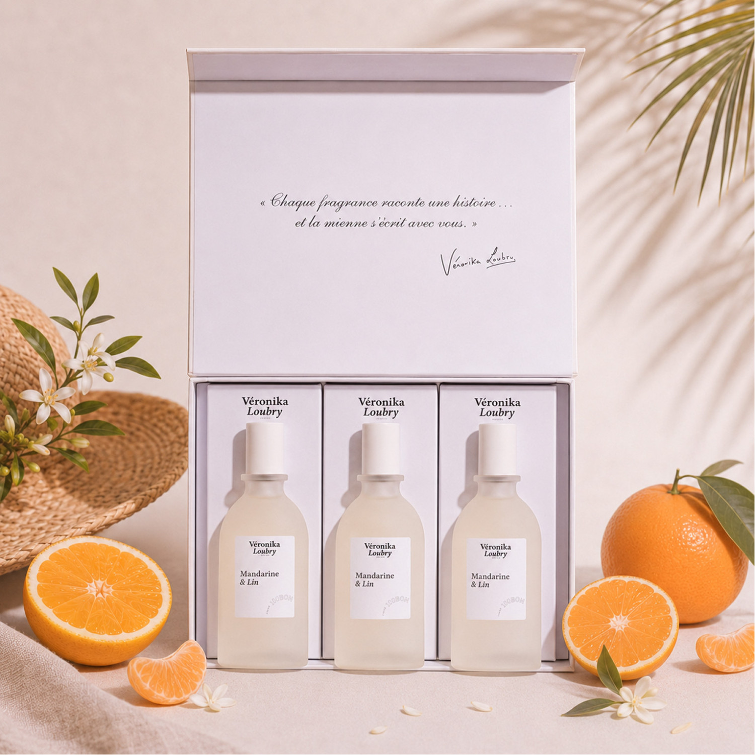 Coffret Trio 3 x 50ml – 3 parfum Mandarine & Lin | Véronika Loubry Parfum